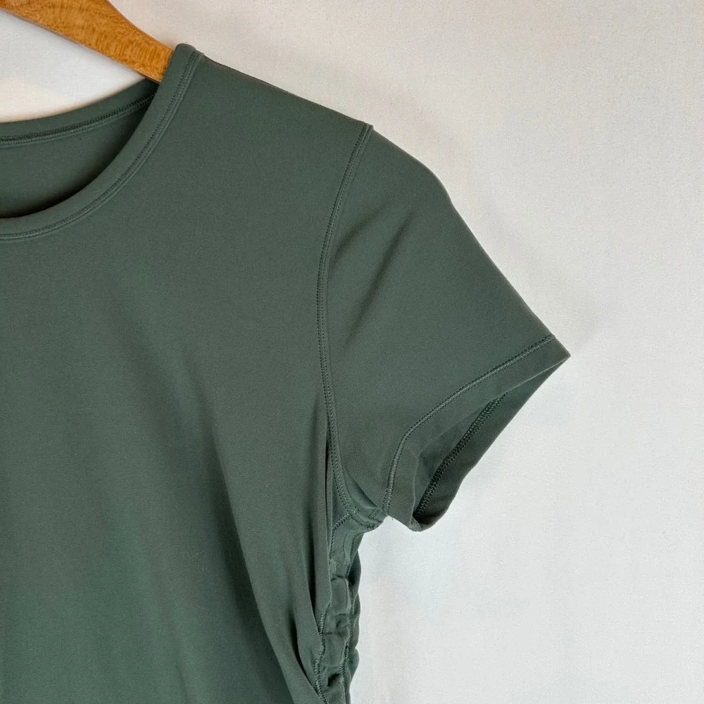 Lululemon All It Takes Short Sleeve T-Shirt Ruched Side Green Slim Fit - Picture 5 of 7